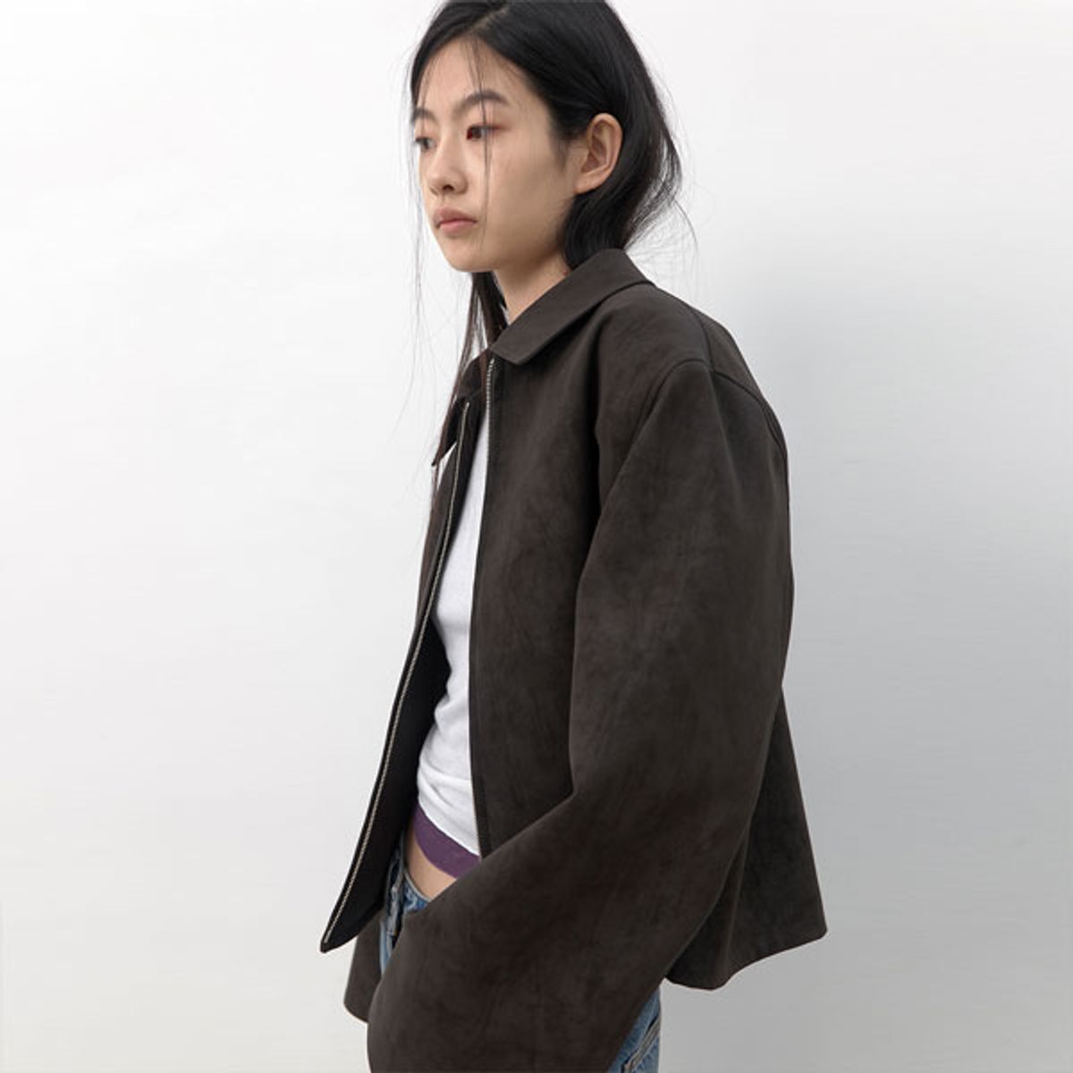 아틀리에 나인(ATELIER NAIN) (JK-3072)ZIP-UP SUEDE LEATHER JACKET