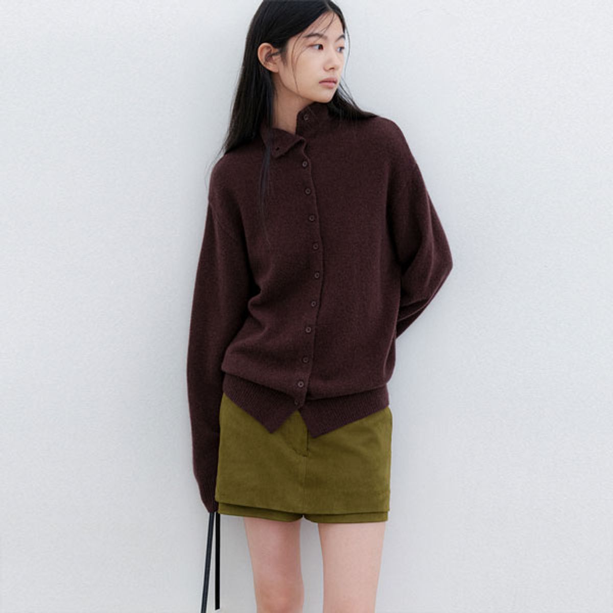 아틀리에 나인(ATELIER NAIN) (CD-2277)YAK&WOOL HIGH NECK 2-WAY CARDIGAN