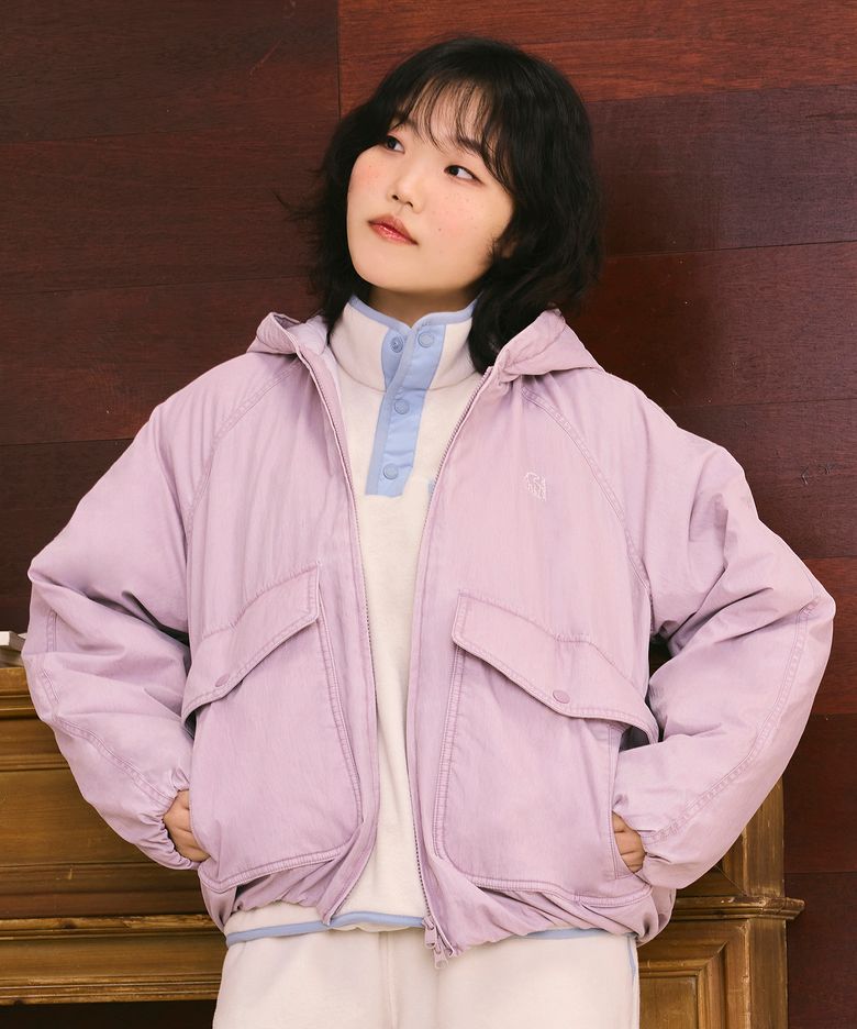 워시드 후디 자켓 - W_Greyish Pink