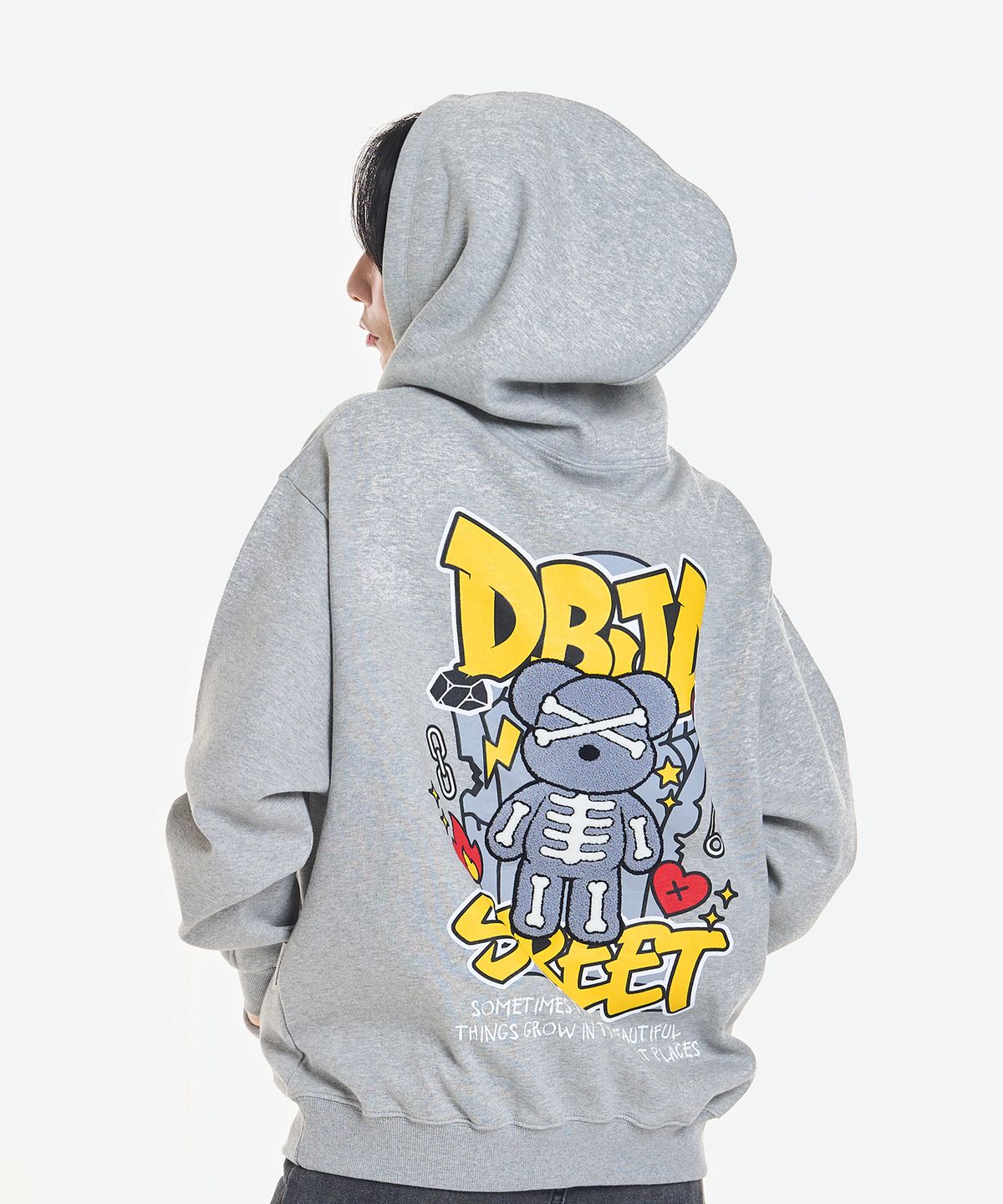 더블제이디(DOUBLE JD) 스컬 부클 베어 후드티