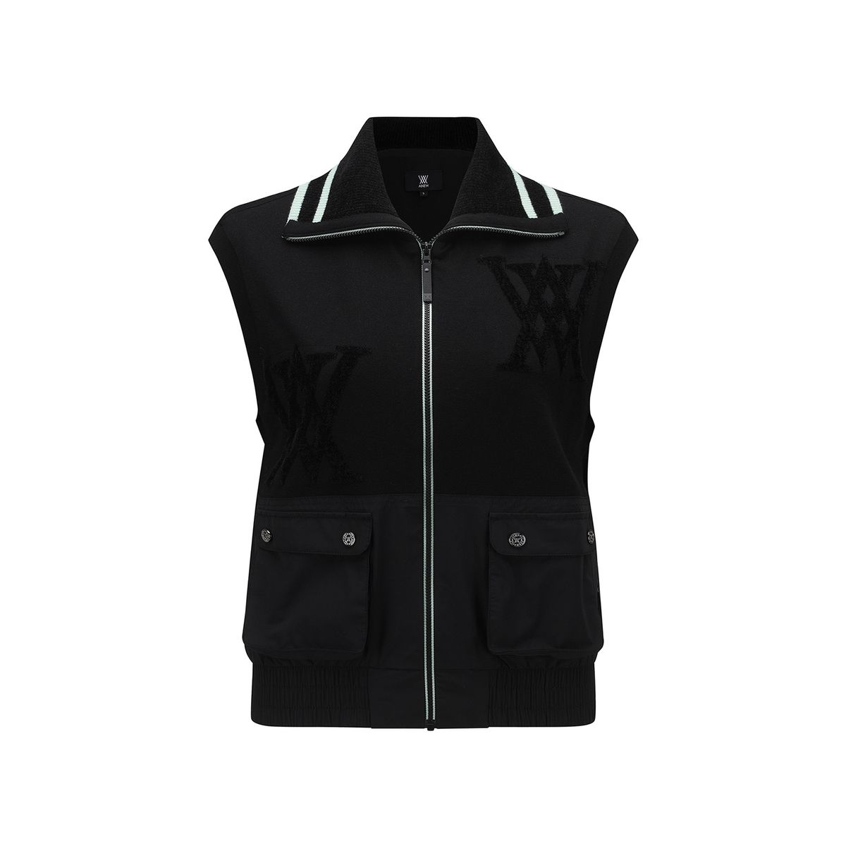 어뉴골프(ANEW GOLF) WOMEN FA LOGO POINT KNIT VEST_BK