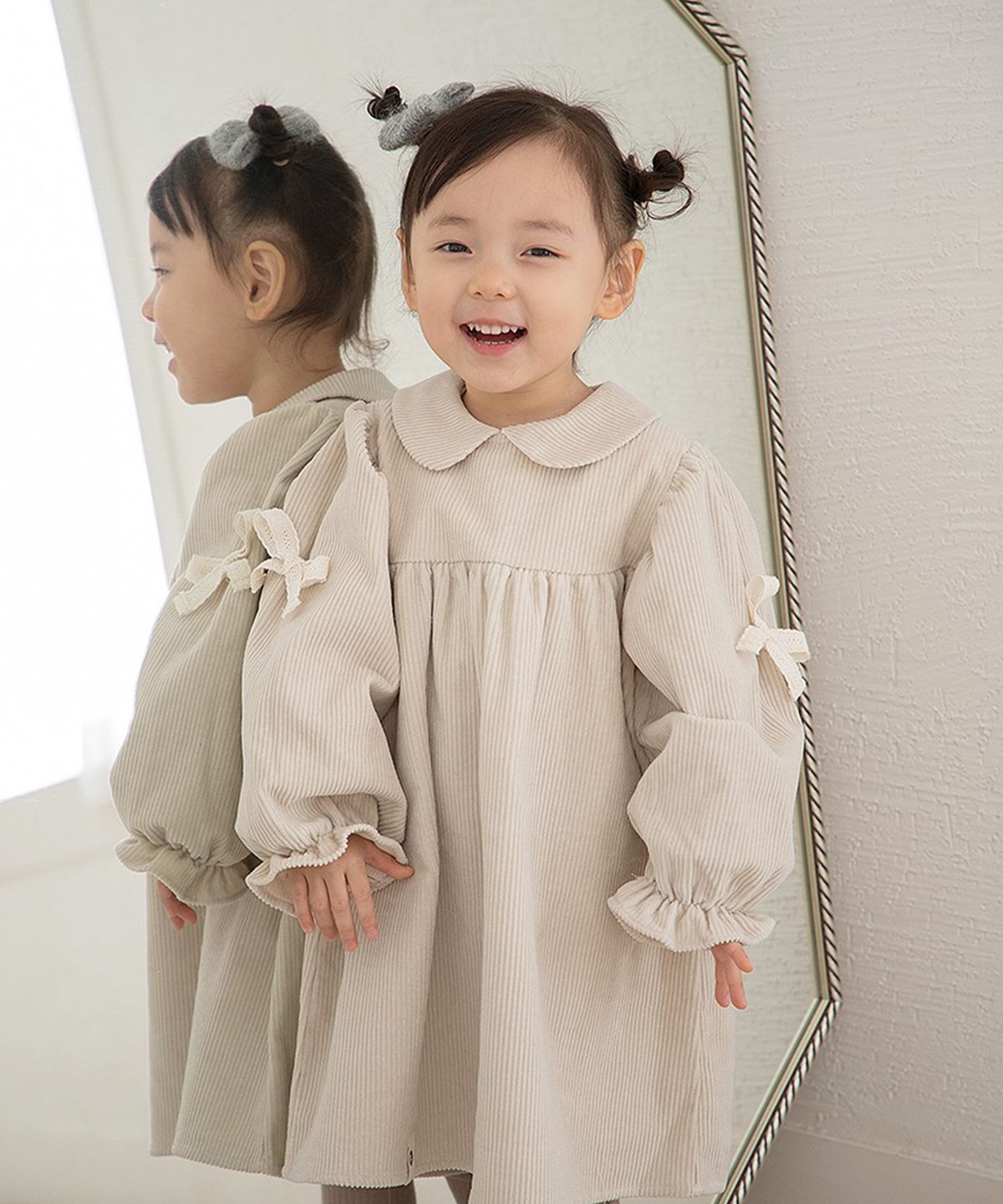 아림클로젯(ARIMCLOSET) 우리 쪼꼬미는 오늘 귀요미하고 따스해 - 코듀로이 둥근카라 아기 원피스