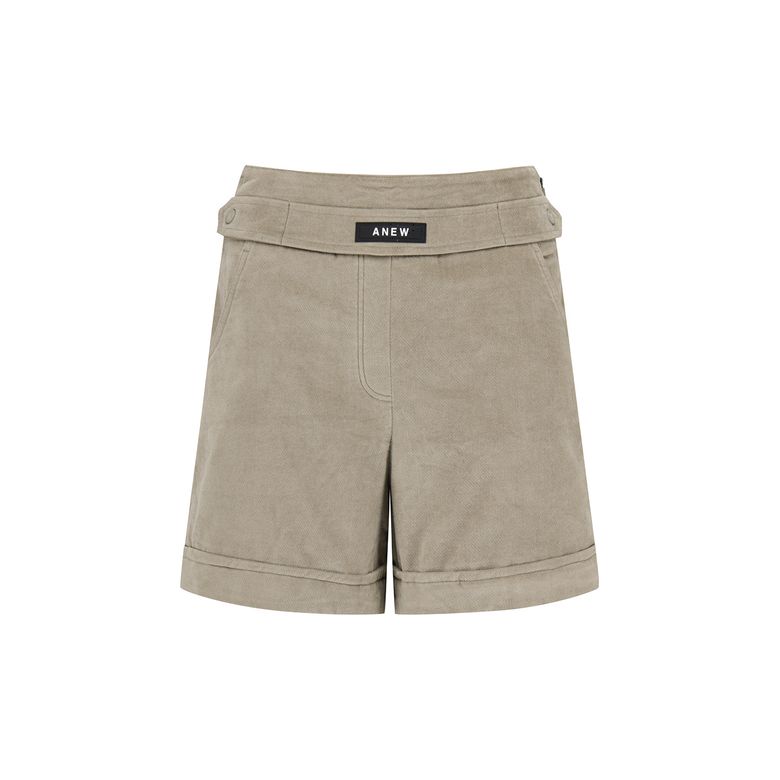 WOMEN VELVET HIGH WAIST HALF PANTS_GR