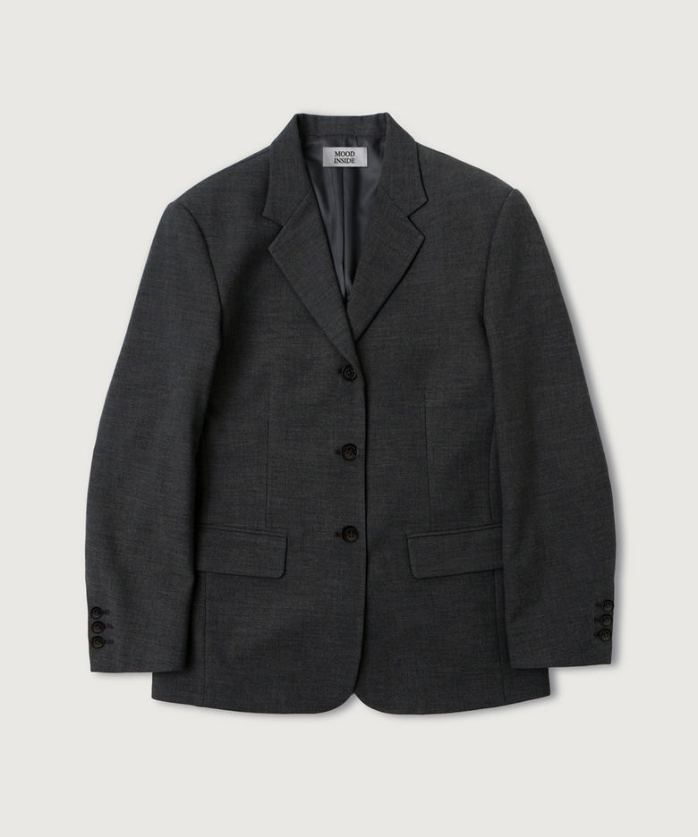 울 리치 쓰리버튼 블레이저_Charcoal