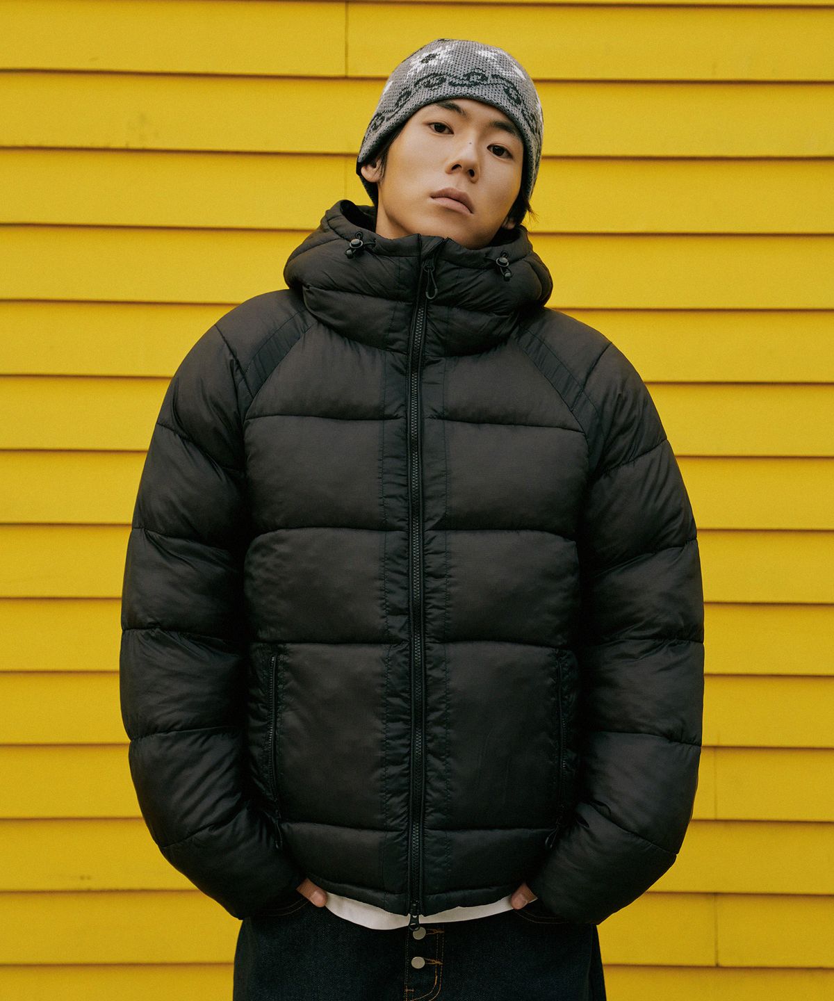 어반디타입(URBANDTYPE) 시티 쉘 헤비 패딩 점퍼_블랙