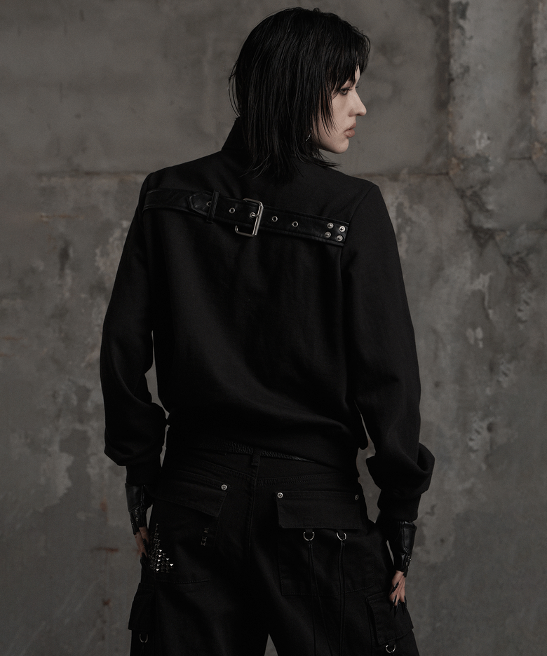 MULTI BELT STRUCTURE ZIP-UP BLACK