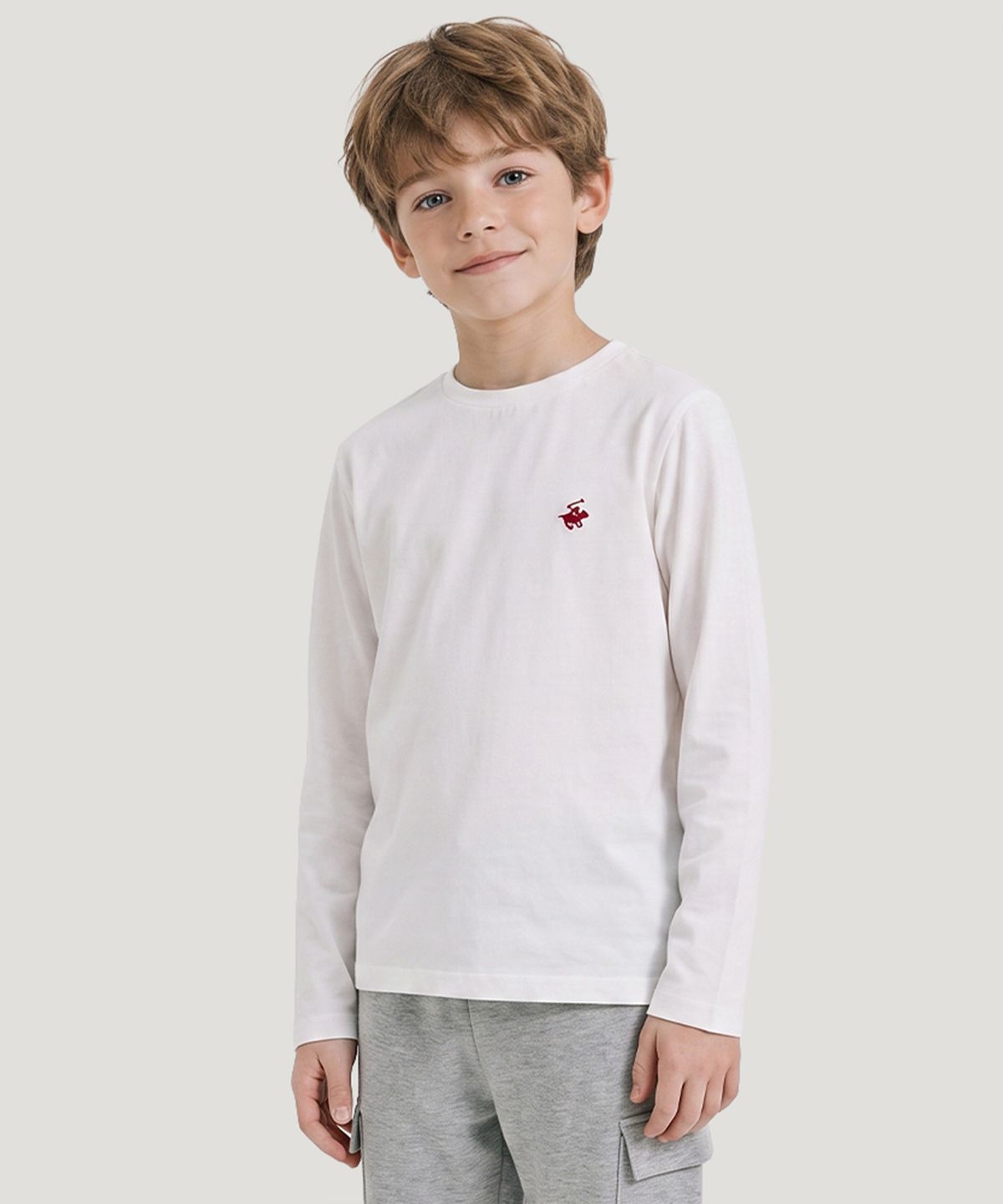 비버리힐즈 폴로클럽 키즈(BEVERLY HILLS POLO CLUB KIDS) 로고자수긴팔티셔츠_화이트