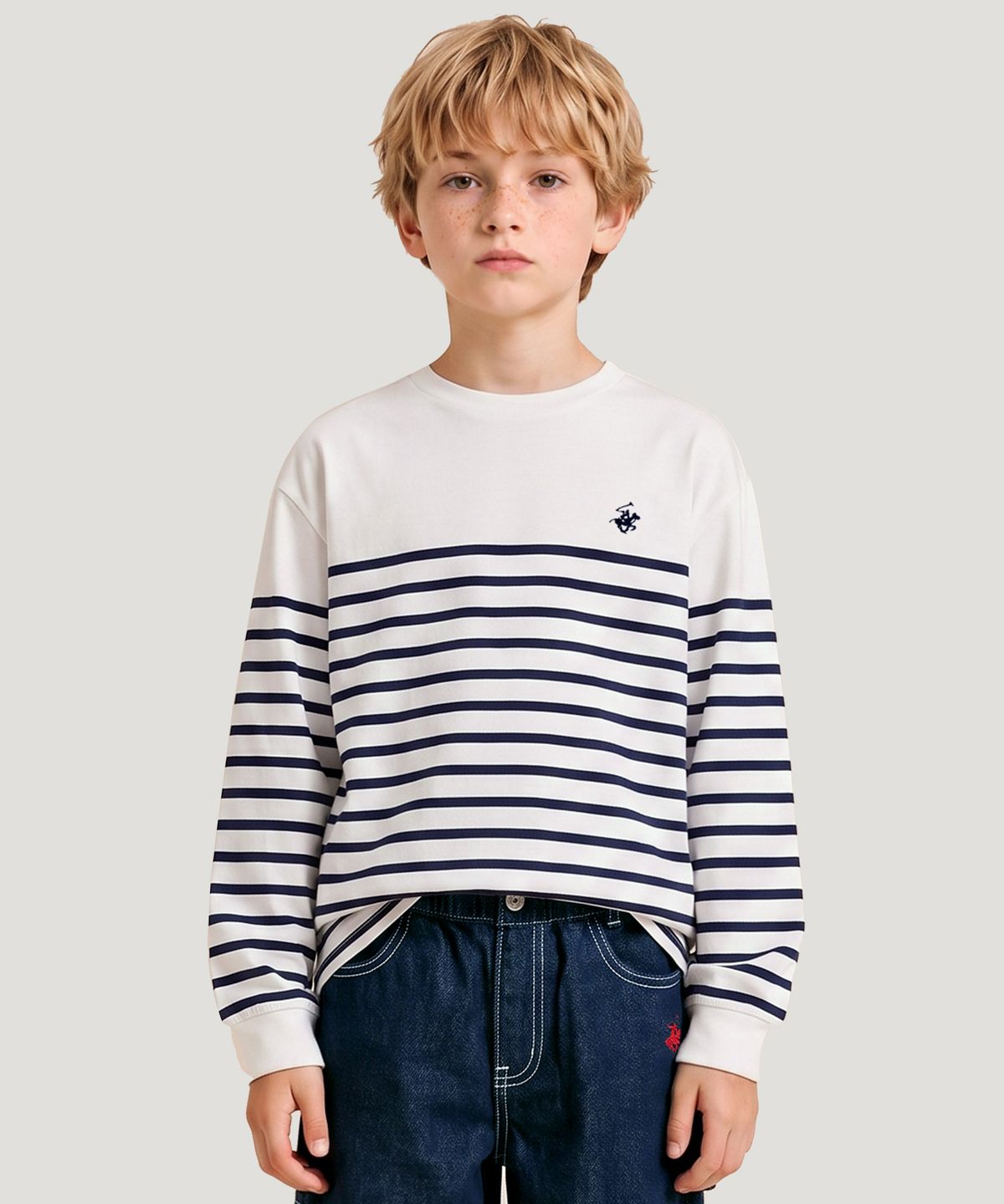 비버리힐즈 폴로클럽 키즈(BEVERLY HILLS POLO CLUB KIDS) 오리온긴팔티셔츠_화이트