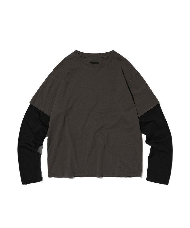 COLOR LAYERED LONG SLEEVE [CHARCOAL GRAY]