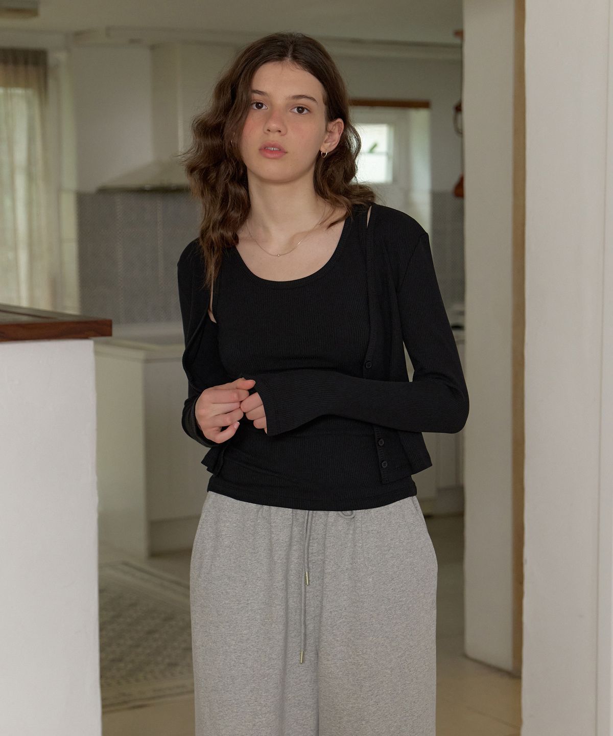리엘(RE L) Alley cardigan set_2piece (black)