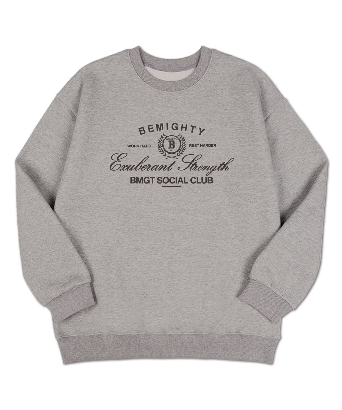 비마이티(BEMIGHTY) BMGT 소셜클럽 오버핏 특양면 스웨트셔츠 멜란그레이
