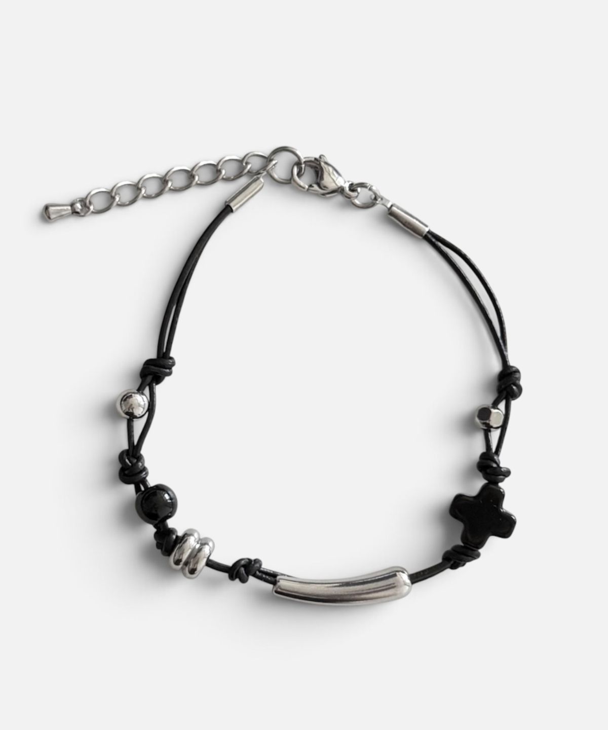 셉텐벌5(SEPTEMBER5) LEATHER STRAP SILVER BRACELET