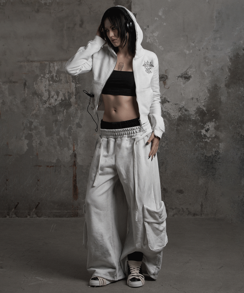 SAKYANT DOUBLE BAND CARGO PANTS WASHED BLACK