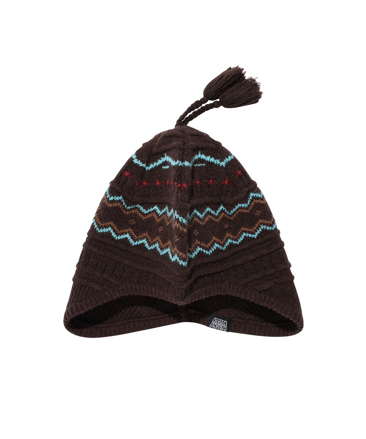 와키윌리(WACKY WILLY) 노르딕 패턴 니트 비니 브라운