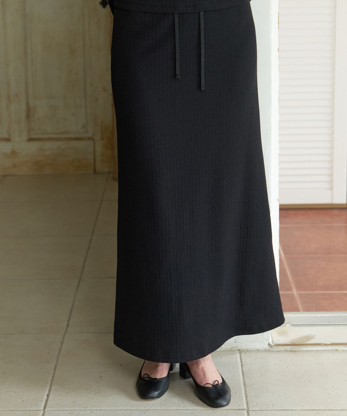 리엘(RE L) Joey banding skirt (black)