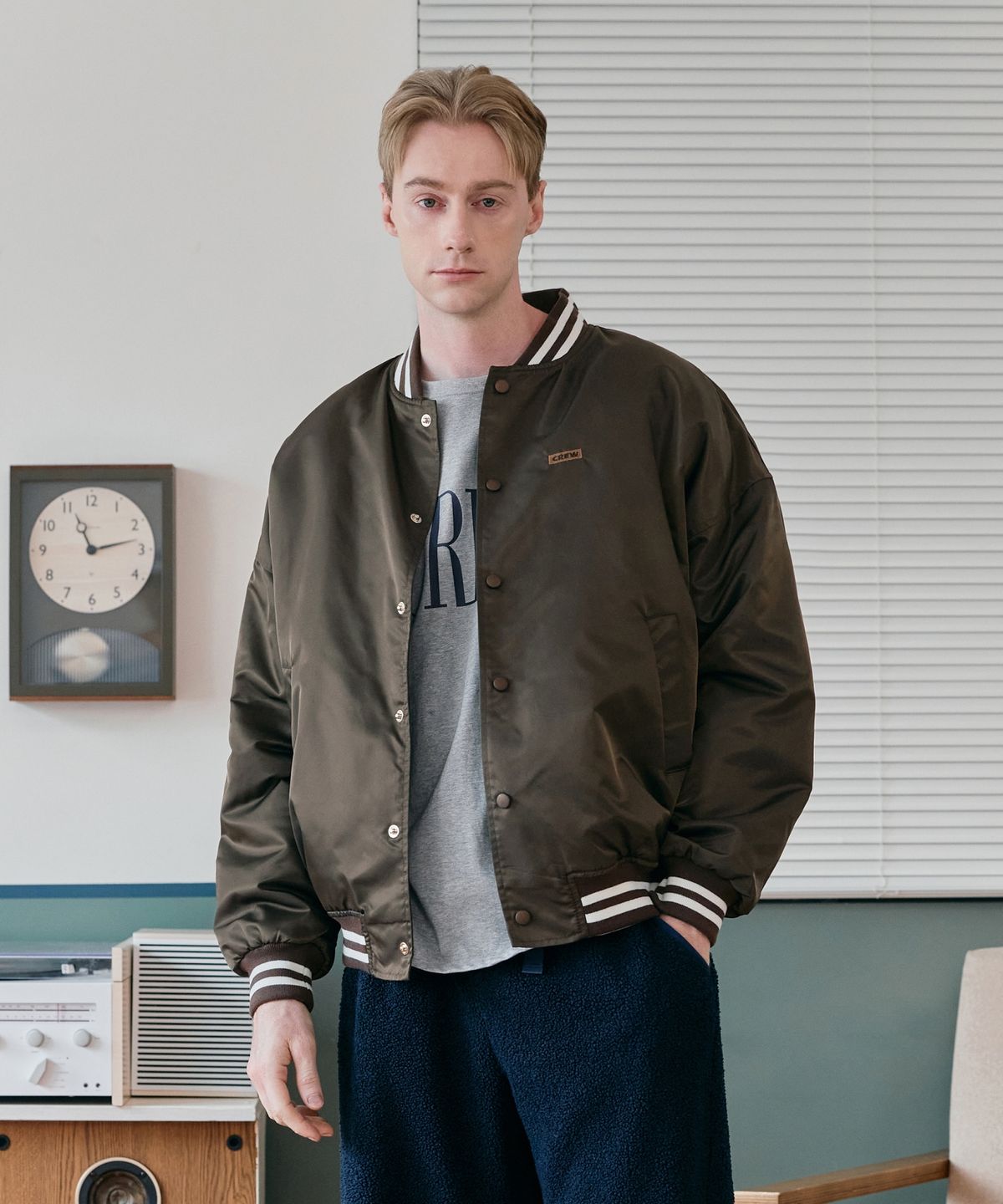 크루멤버스온리(CREW MEMBERS ONLY) BASIC STADIUM JACKET BROWN