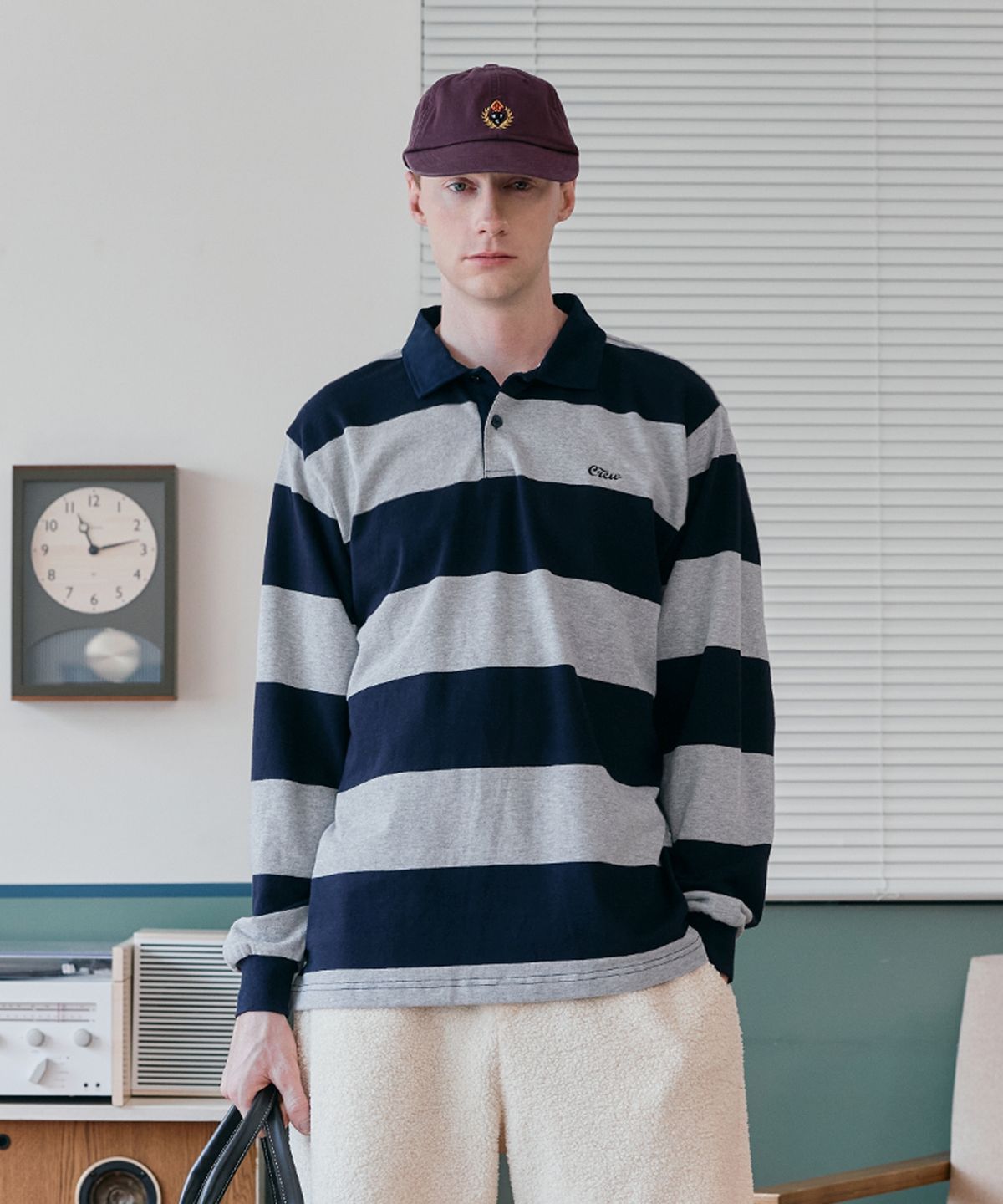 크루멤버스온리(CREW MEMBERS ONLY) HERITAGE STRIPE POLO NAVY