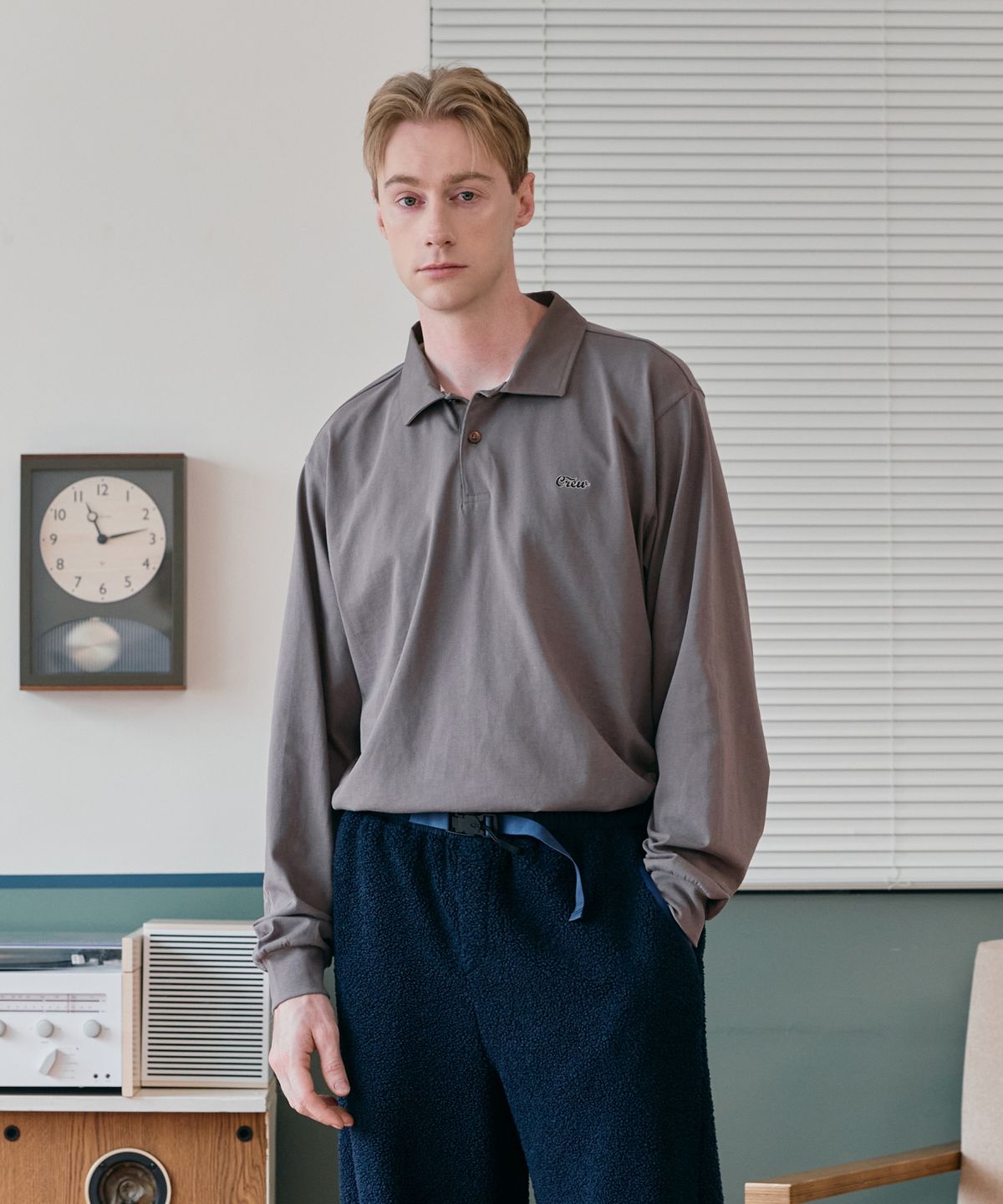 크루멤버스온리(CREW MEMBERS ONLY) HERITAGE SOLID POLO BROWN