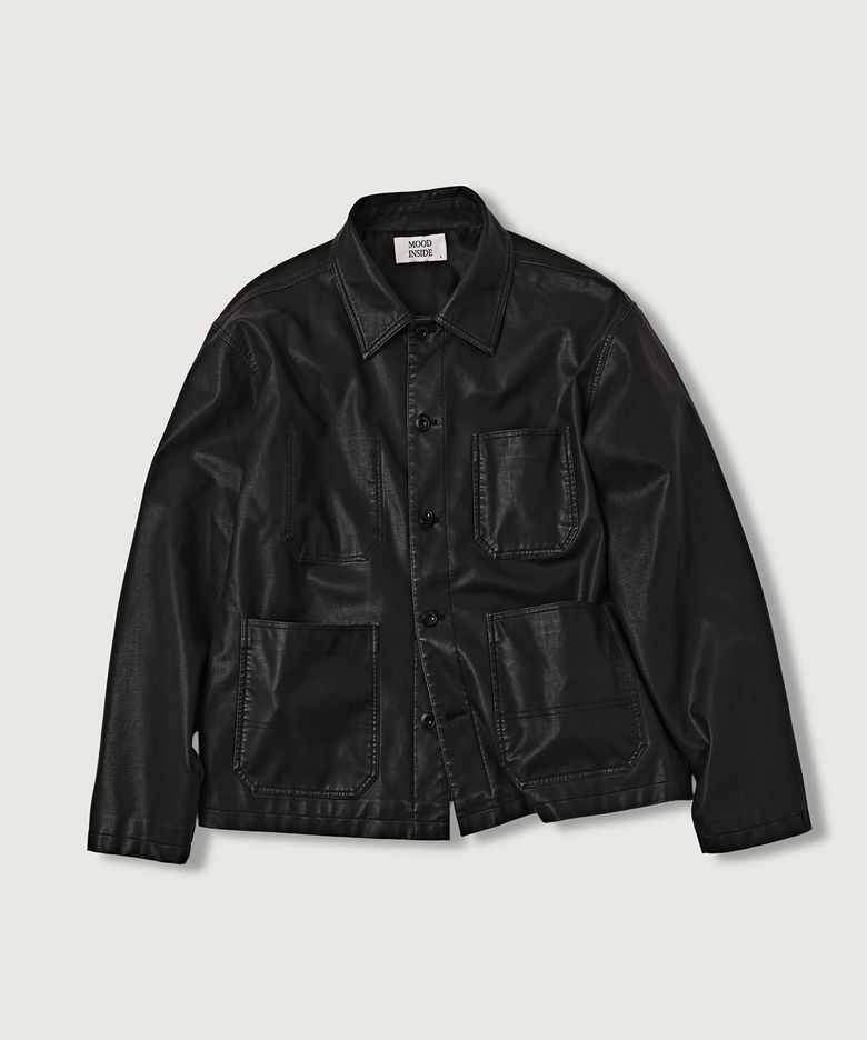 (woman) VTG 레더 초어 자켓_Black