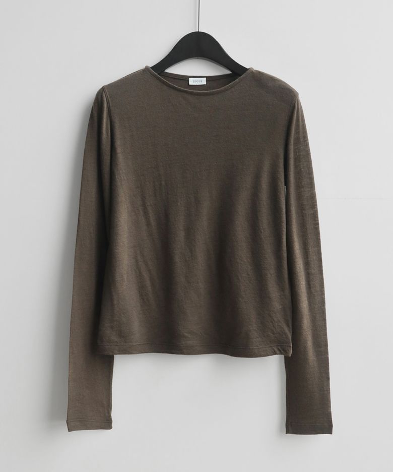 tidy wool long sleeve T (wool 100%) (BROWN)