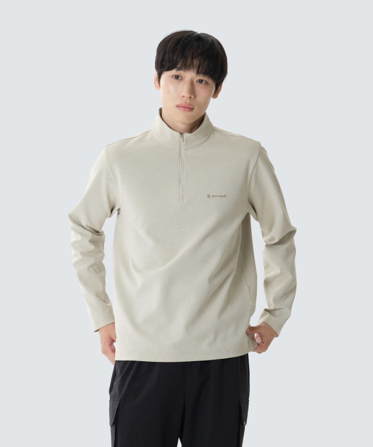 스노우피크 어패럴(SNOWPEAK APPAREL) 퀵드라이 반집업 긴팔 티셔츠 (S26FMFZT14) Light Beige