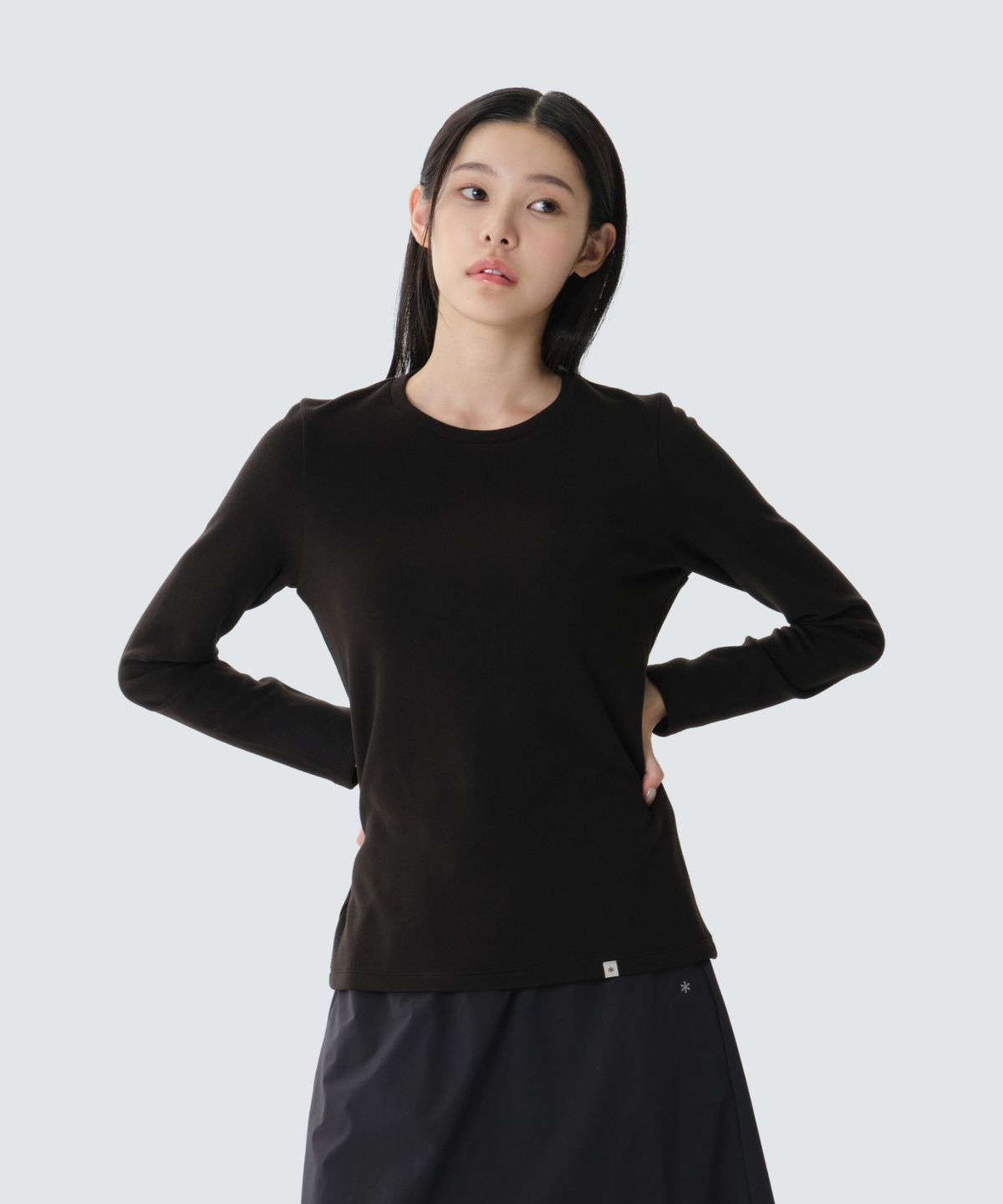 스노우피크 어패럴(SNOWPEAK APPAREL) 골지 여성 긴팔 티셔츠 (S26FWFTL31) Black