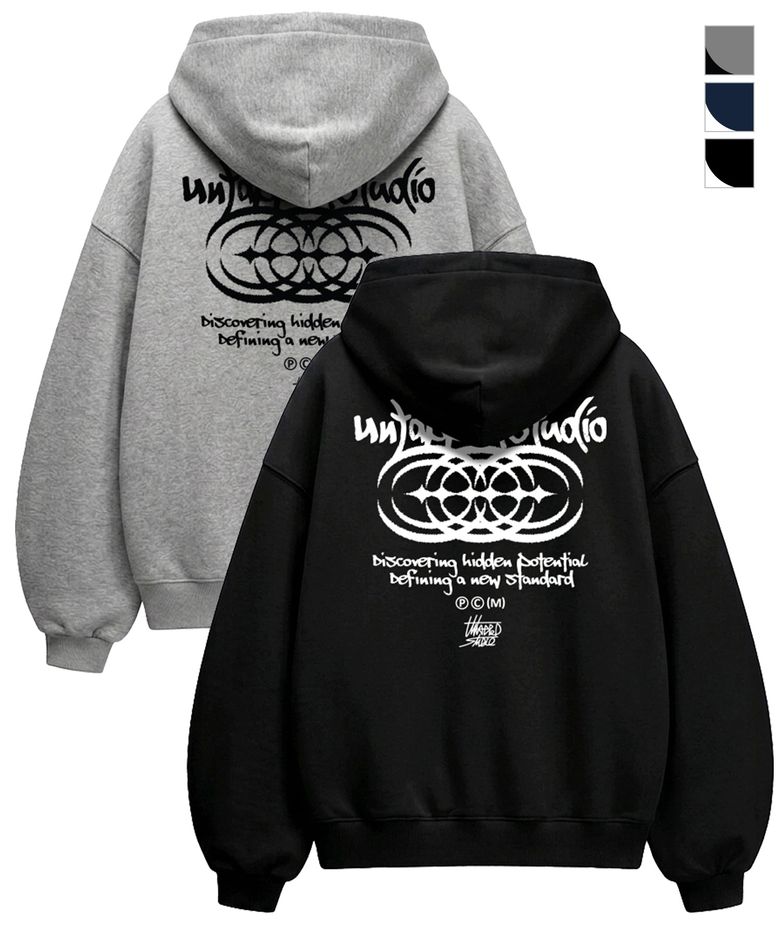 340G Tribal Graphic 에센셜 벌룬 오버핏 후드 티셔츠 3Color