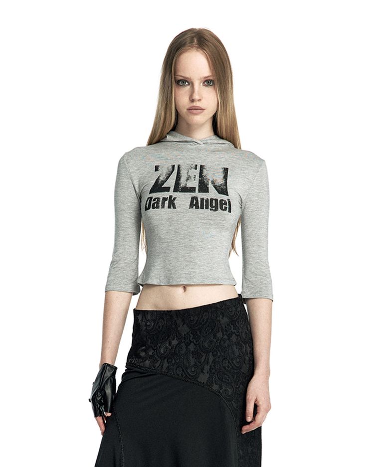 Zen Angel Hoodie Top Grey