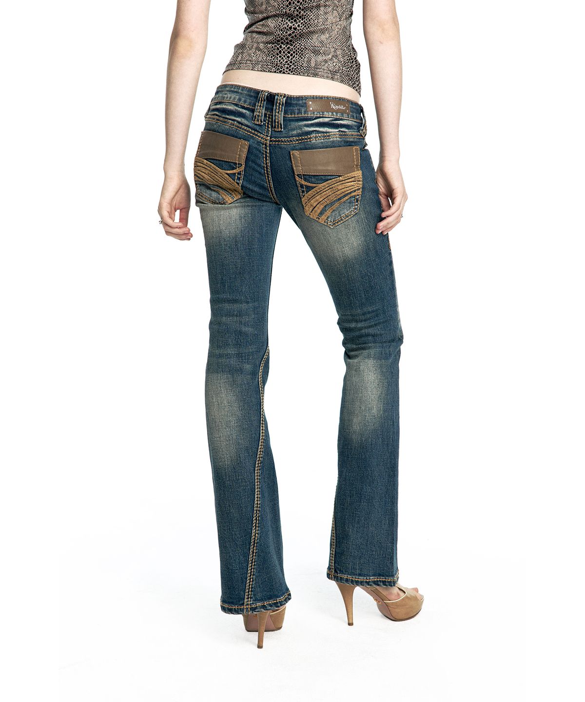 카시코(KASHIKO) Western Curve Embroidery Jeans Blue