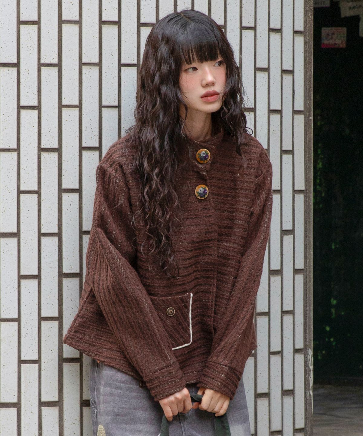 루나키후(RuNaKi'Hu') WXK039 오히루네 니트 자켓 (BROWN)