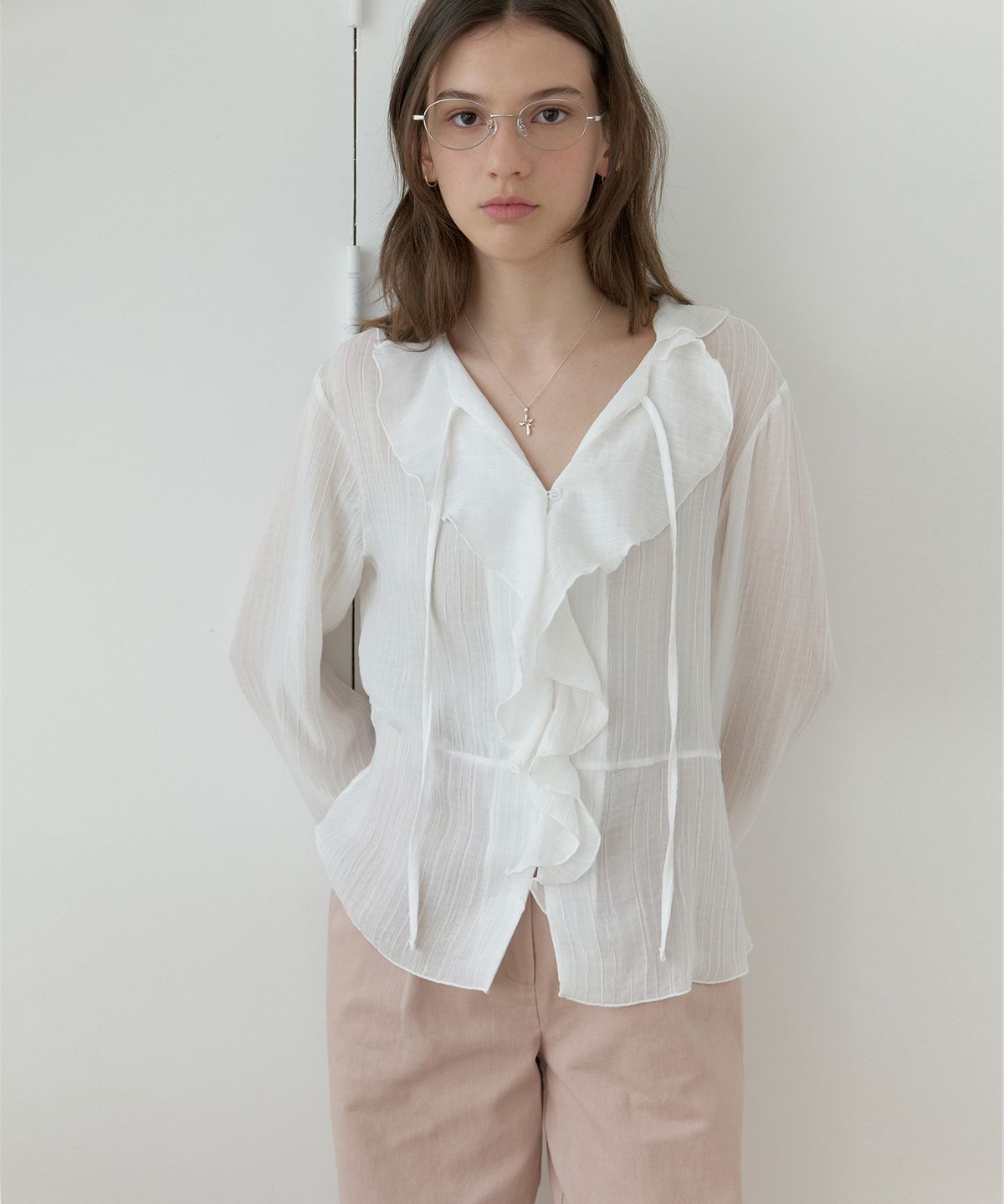 리엘(RE L) Freya ruffle blouse (white)