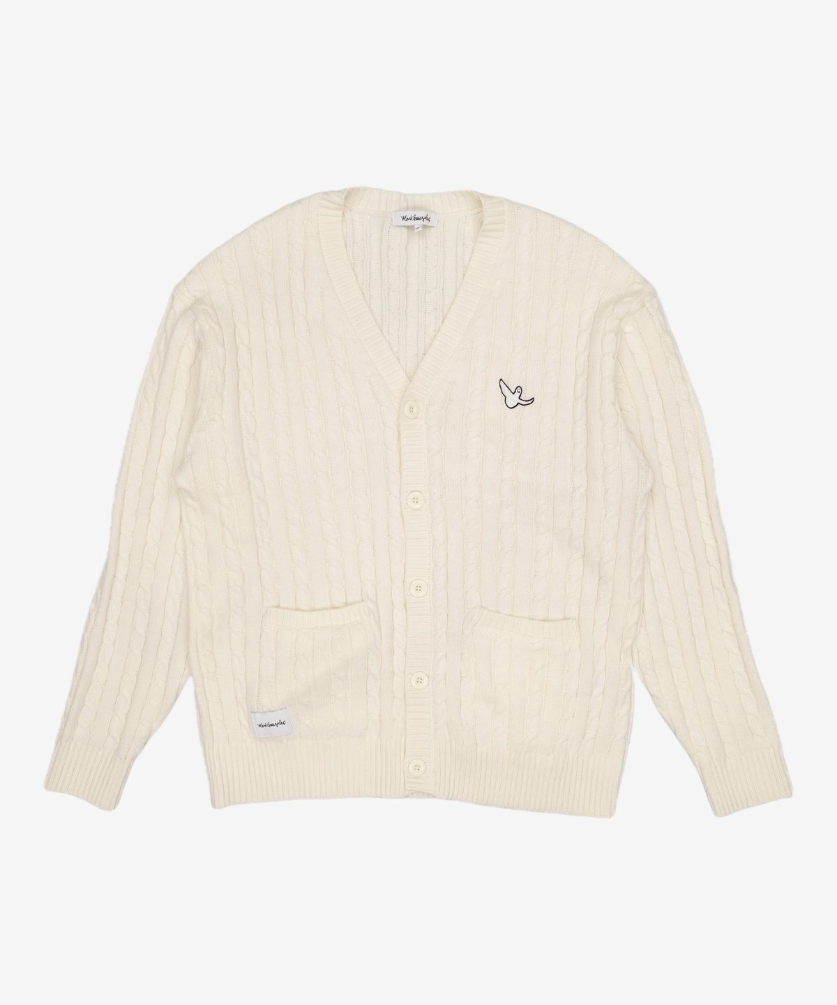 마크곤잘레스(MARK GONZALES) ANGEL WAPPEN CABLE CARDIGAN - IVORY M