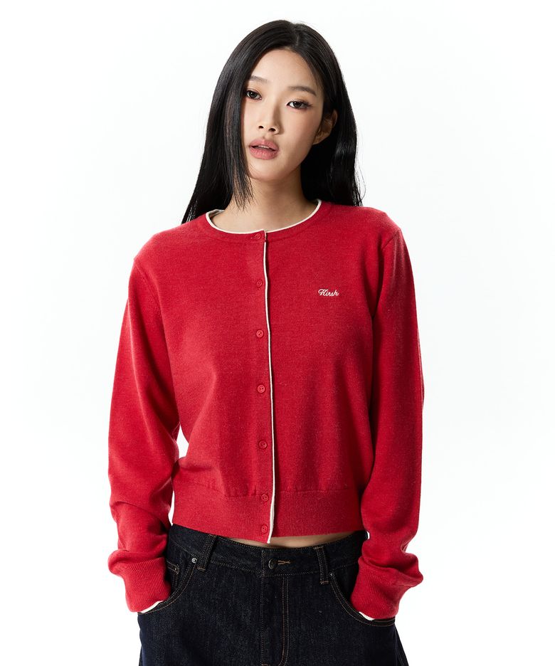 투톤 스탠다드핏 가디건 [레드]