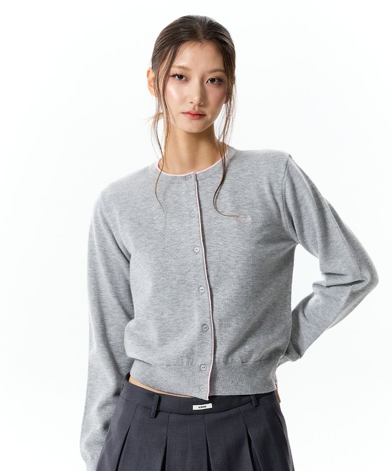 투톤 스탠다드핏 가디건 [멜란지 그레이]