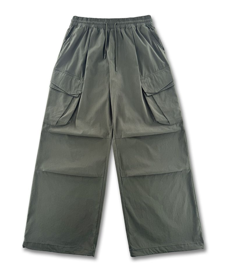 밴딩 와이드 파라슈트 카고 팬츠 MR5PU552_DARK KHAKI