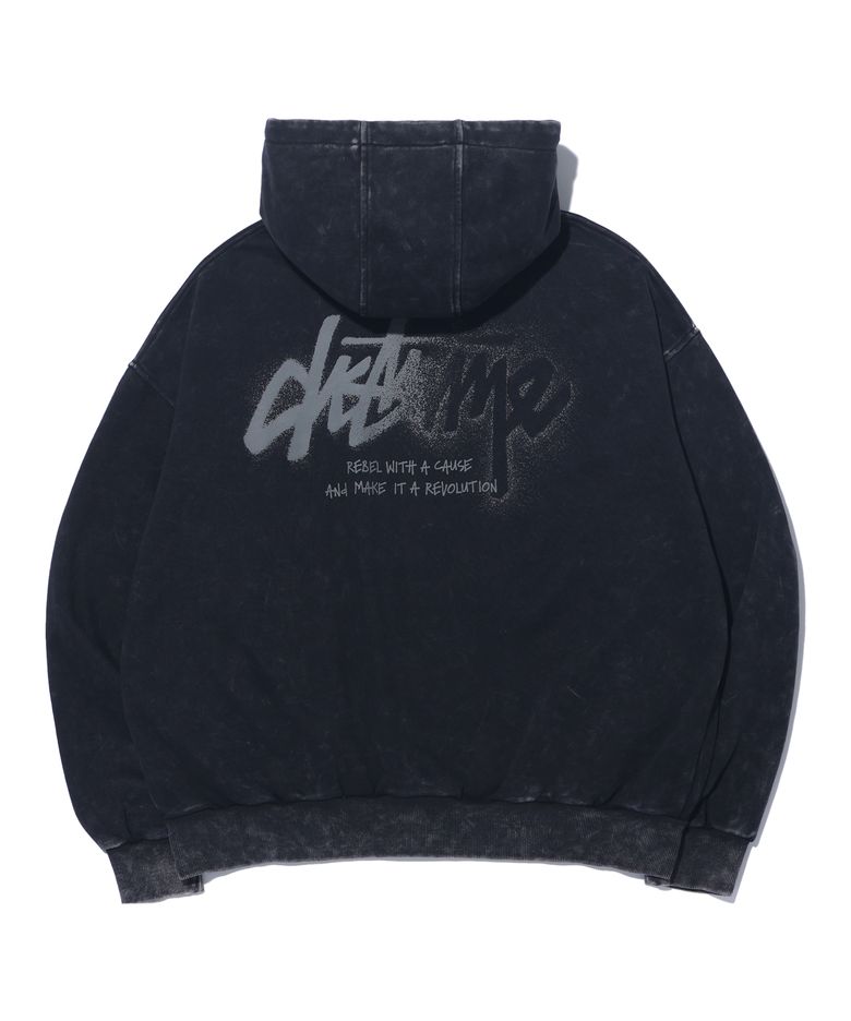 스노우 워싱 로고 후드 집업 LQ3TU648_BLACK