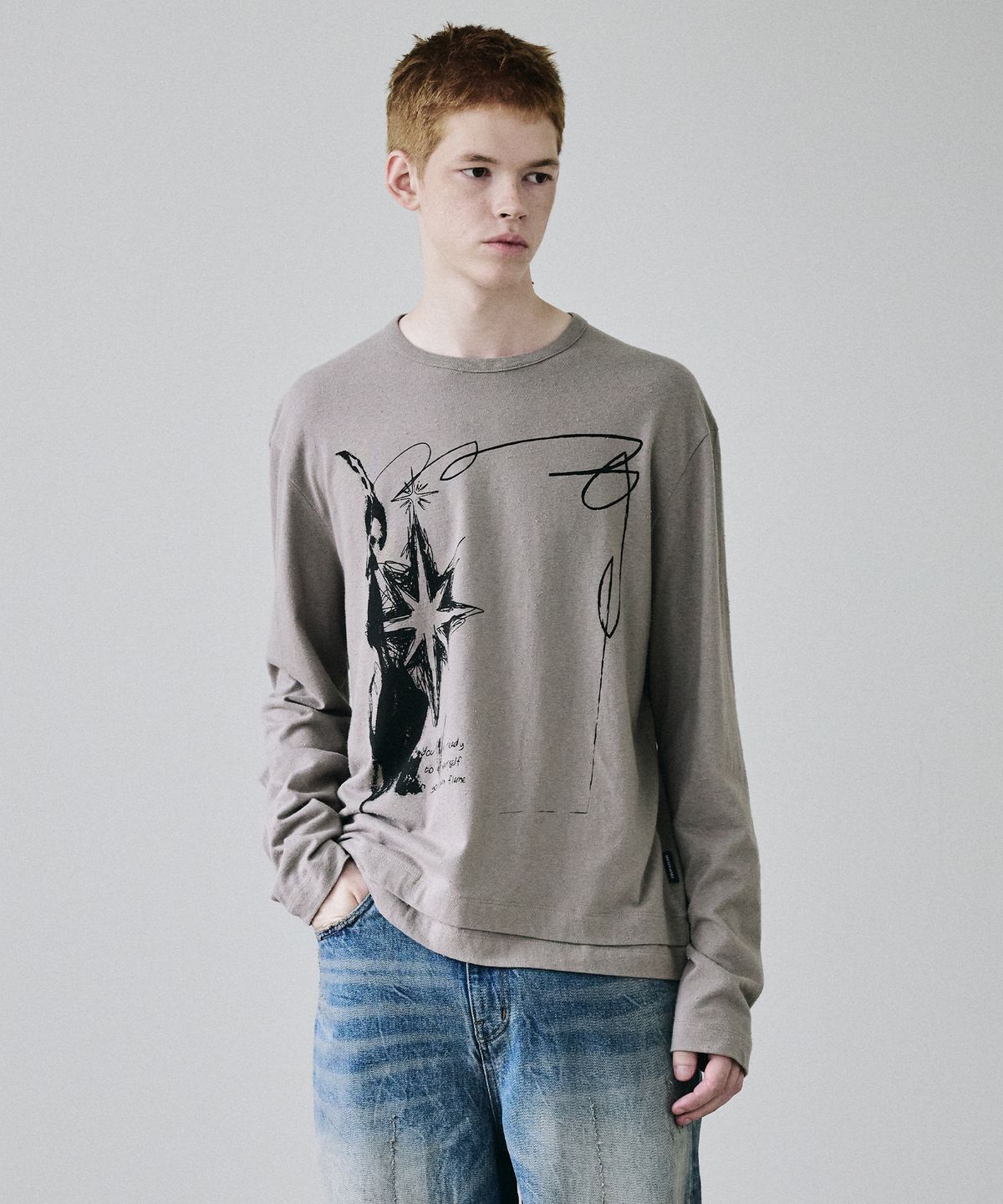 메종미네드(MAISON MINED) ROUGH SKETCH LONG SLEEVE DARK BEIGE