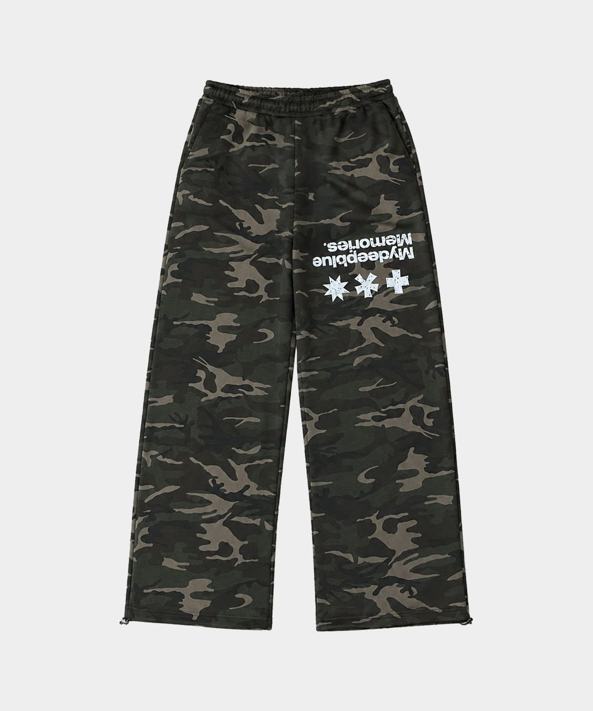 마이딥블루메모리즈(MY DEEP BLUE MEMORIES) MM SYMBOL OVER CAMO SWEATPANTS (KHAKI)