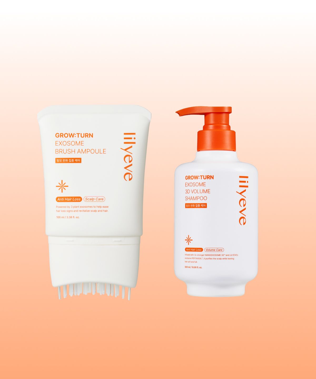 릴리이브(LILYEVE) 그로우턴 엑소좀 AD 브러쉬 앰플 100ml+그로우턴 3D 볼륨 샴푸 500ml