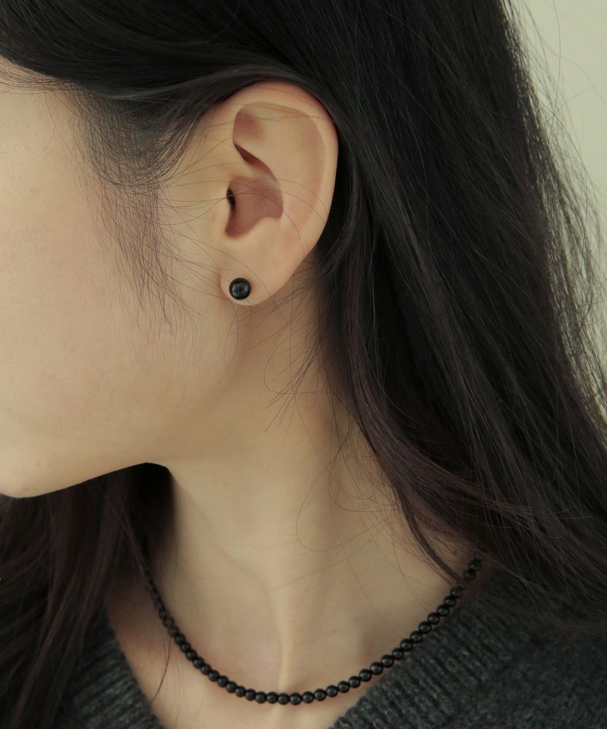 모던라이크(MODERN LIKE) [ Silver 925 ] 오닉스 블랙 진주 귀걸이 6mm