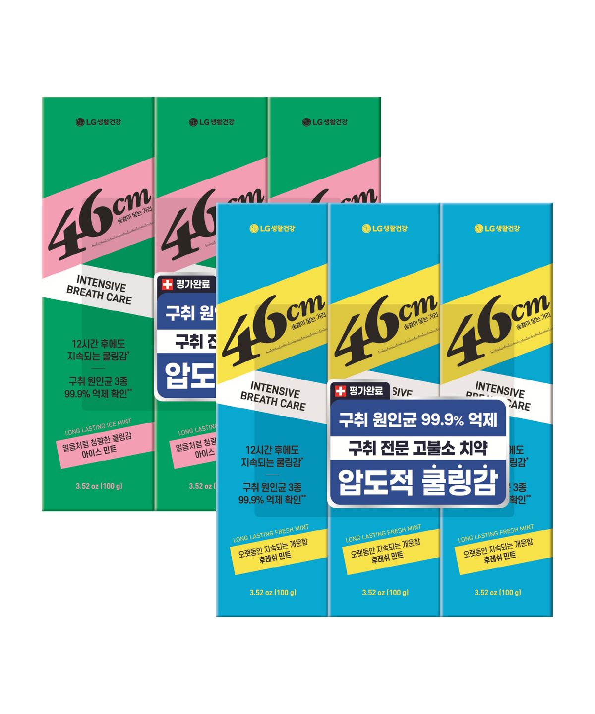페리오(PERIOE) 46cm 고불소 롱래스팅 치약 100g x 6개 (아이스민트/후레쉬민트)