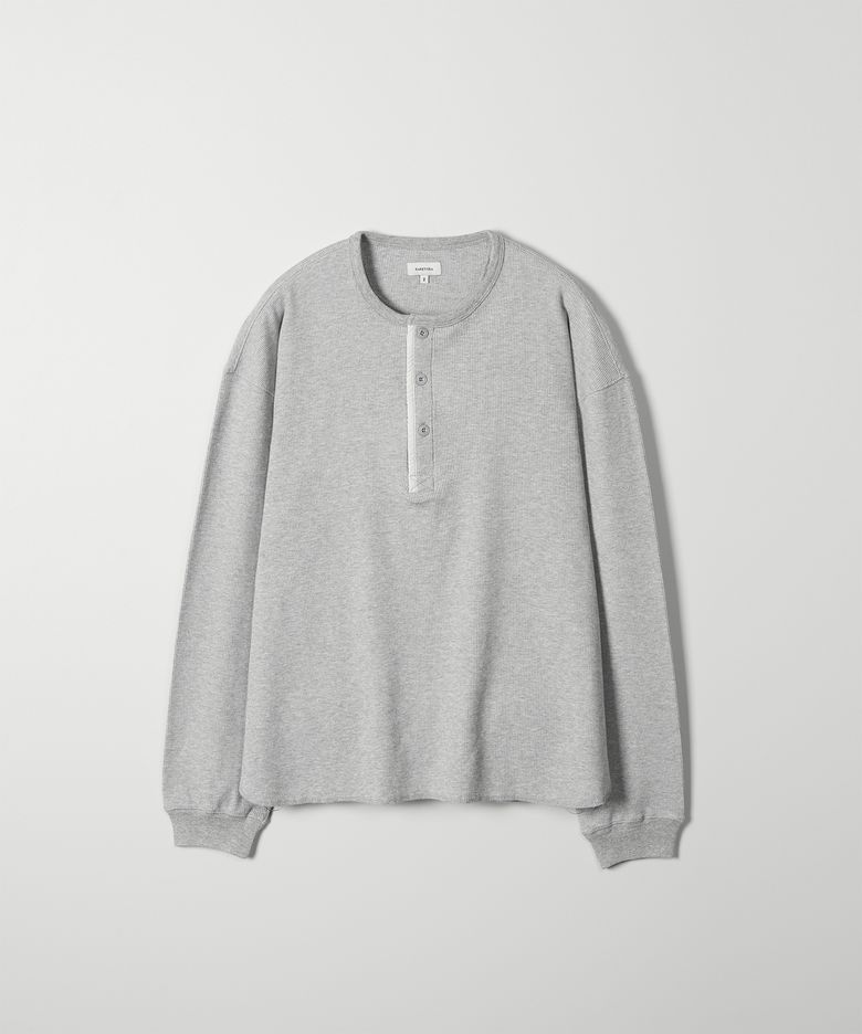 WAFFLE HENLEY LONG SLEEVES - GREY MELANGE