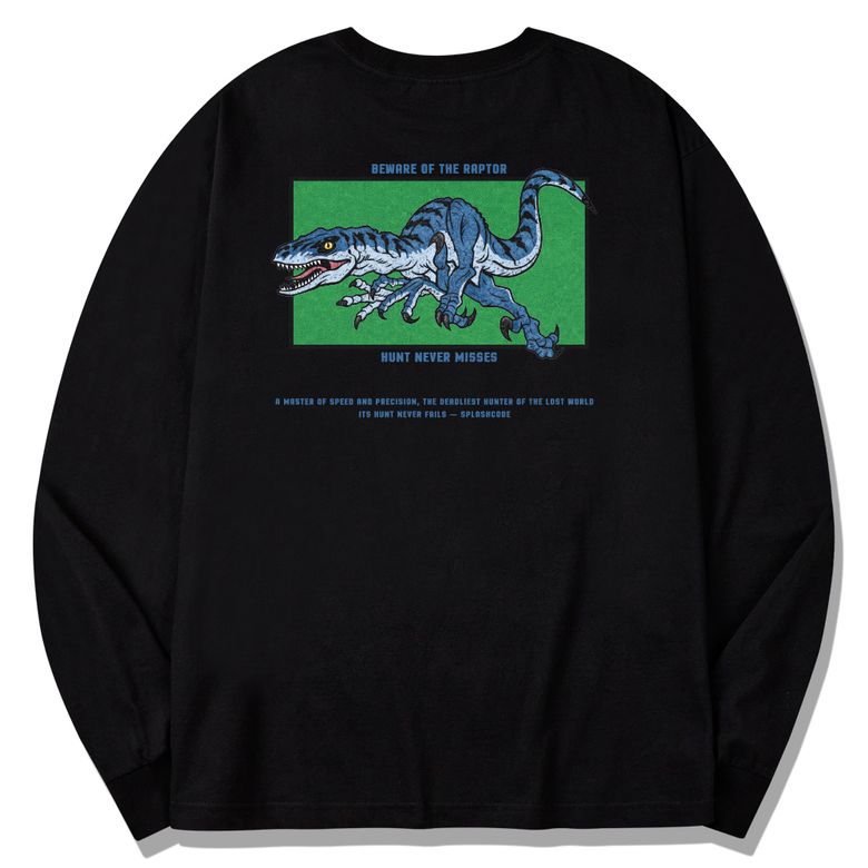 롱슬리브 블랙 - 랩터(Beware of The Raptor)