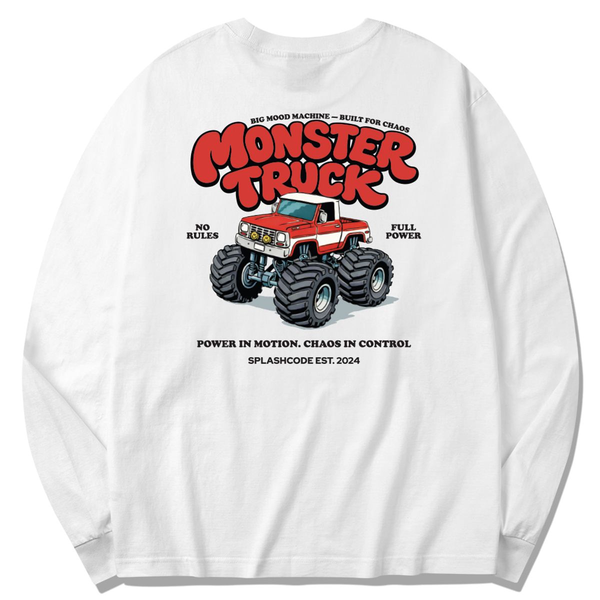 스플래시코드(SPLASHCODE) 롱슬리브 화이트 - 몬스터 트럭(Monster Truck)