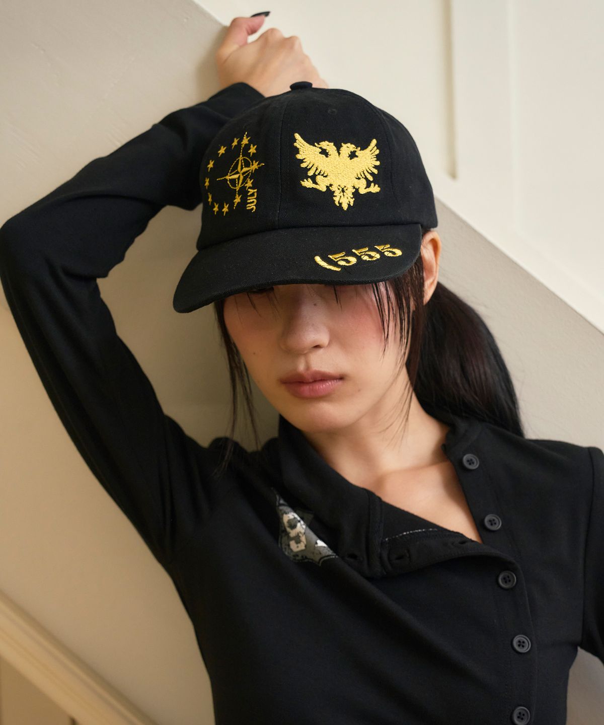 프렌다(PRENDA) HERALD NUMBERING BALL CAP BLACK