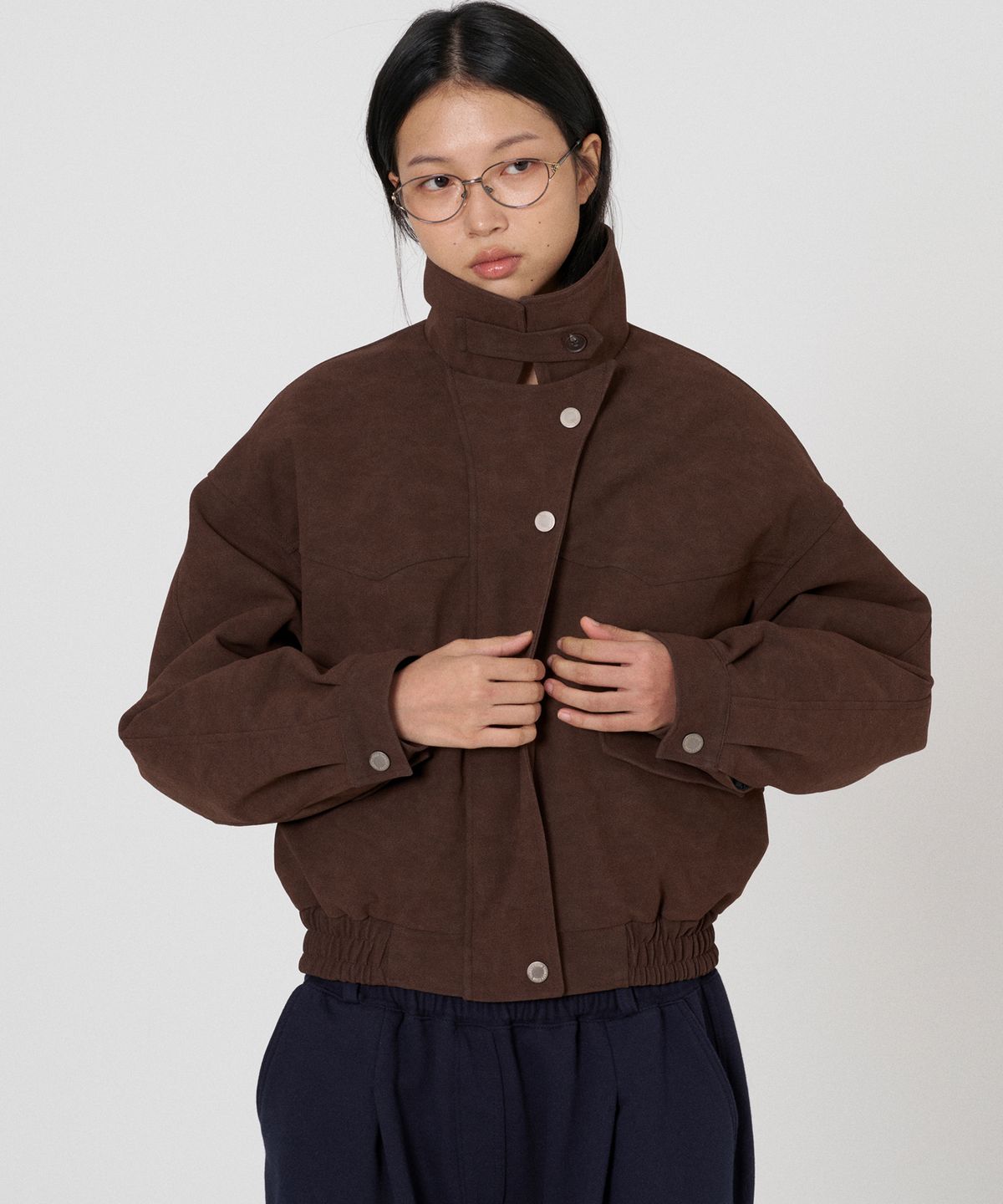 떨스티클럽(THIRSTYCLUB) Matte suede blouson jumper - Brown (2oz 누빔안감)