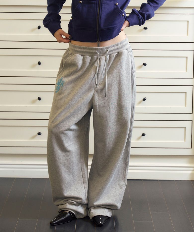 HERALD CROSS WIDE SWEATPANTS GRAY