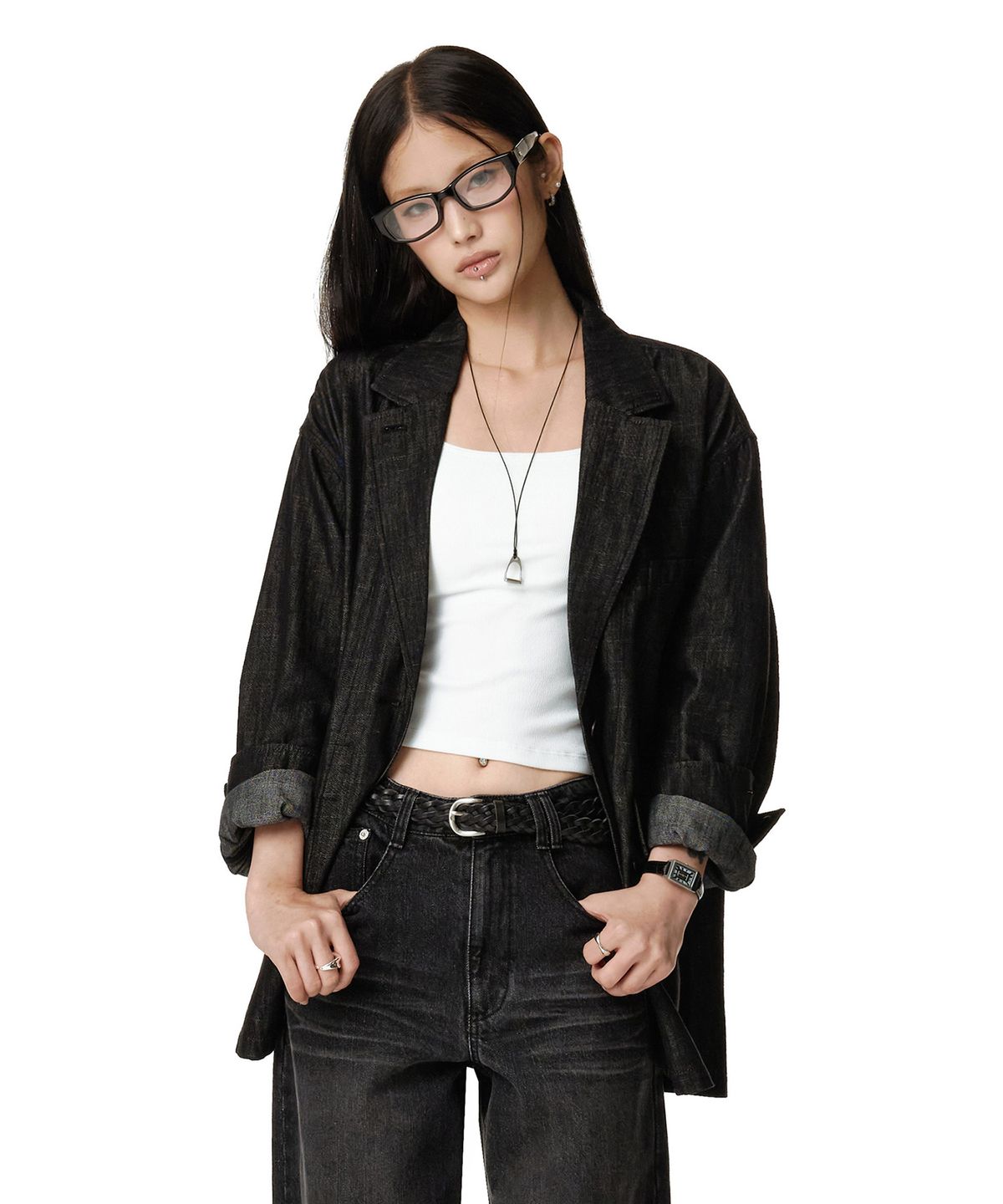 데케트 우먼(DECET WOMEN) Relaxed Blazer DCWJK004CPBLACK