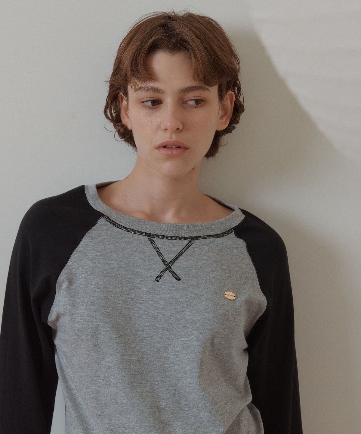 아노에틱(ANOETIC) ANC CONTRAST RAGLAN LONG SLEEVE_BLACK&GREY