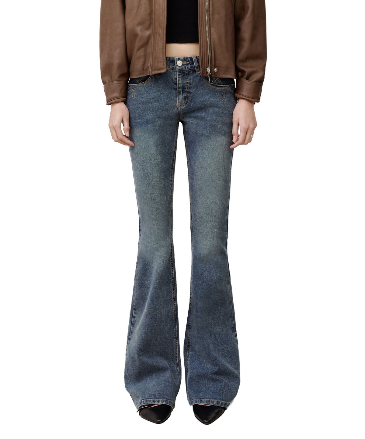데케트 우먼(DECET WOMEN) [윤비누x데케트우먼]Stitch Pocket Low Rise Slim Flared Jeans DCWPT036BLUE